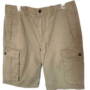 Levis Tan Cargo Men’s Shorts 6 Pockets Button Waist 32 Like New White Tab NICE